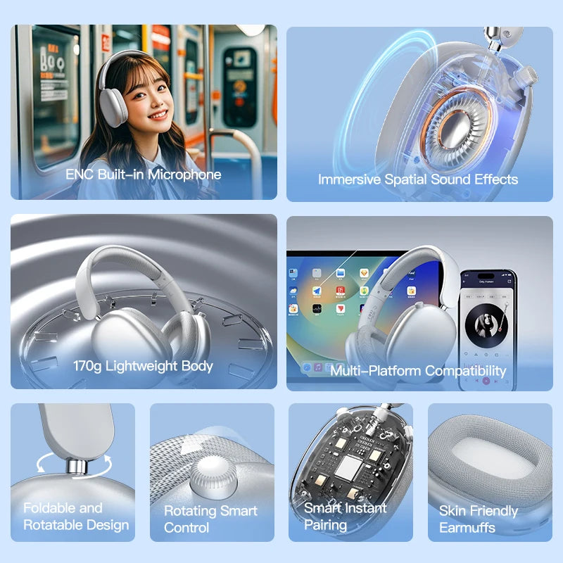 PulsePro Wireless Over-Ear Travel Headphones